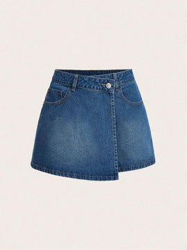 MOD Falda-pantalon Envuelta De Mezclilla Para Mujeres Lavada Con Agua