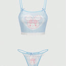 ROMWE Kawaii Lindo Conjunto De Ropa Interior De Encaje De Conejo