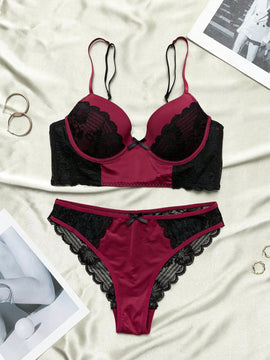 Nina Bonheur 1 set de sujetador y braguita sexy para mujer con encaje y aro de soporte
