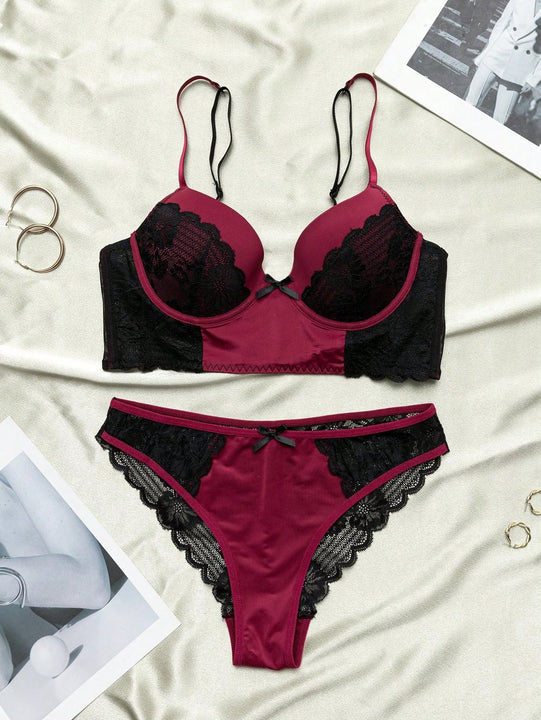 Nina Bonheur 1 set de sujetador y braguita sexy para mujer con encaje y aro de soporte