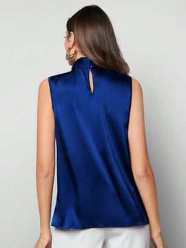 BIZwear Camisa Plisada De Color Solido Para Mujeres