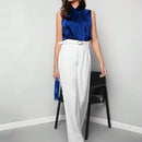 BIZwear Camisa Plisada De Color Solido Para Mujeres