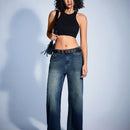 Forever 21 Jeans De Pierna Recta Con Bolsillo En Diagonal