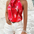 VCAY Top De Cuello Halter Con Estampado De Marmol