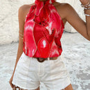 VCAY Top De Cuello Halter Con Estampado De Marmol