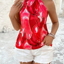 VCAY Top De Cuello Halter Con Estampado De Marmol