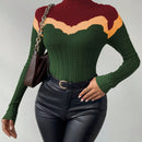 Essnce Sueter De Punto Acanalado Con Cuello Alto Y Bloques De Color Para Mujer