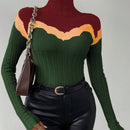 Essnce Sueter De Punto Acanalado Con Cuello Alto Y Bloques De Color Para Mujer