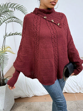 LUNE Sueter Tipo Capa Con Cuello Irregular Para Mujer