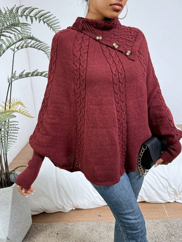 LUNE Sueter Tipo Capa Con Cuello Irregular Para Mujer
