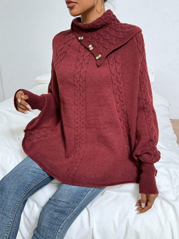 LUNE Sueter Tipo Capa Con Cuello Irregular Para Mujer