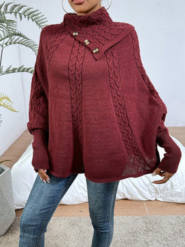 LUNE Sueter Tipo Capa Con Cuello Irregular Para Mujer