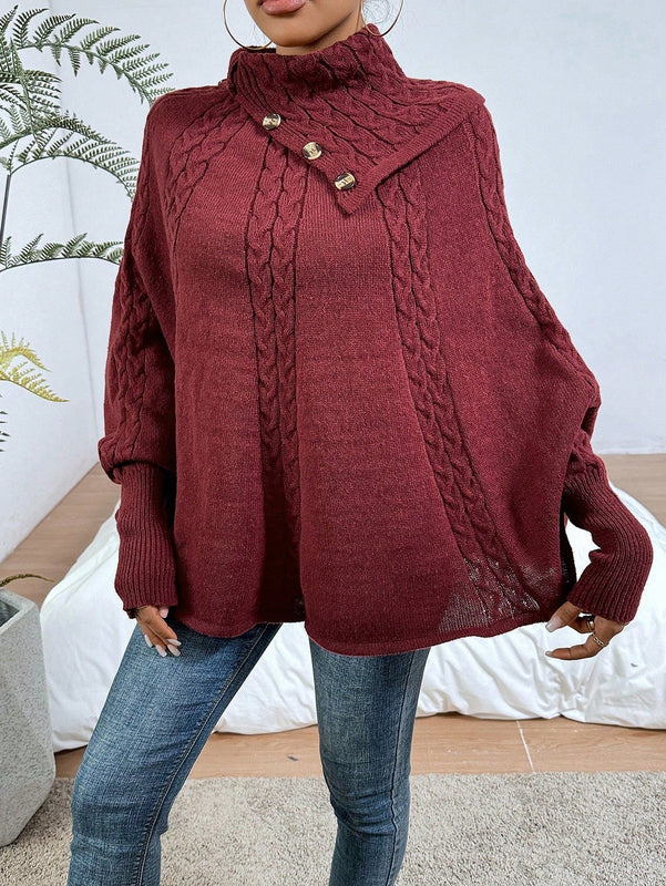 LUNE Sueter Tipo Capa Con Cuello Irregular Para Mujer