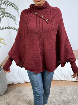 LUNE Sueter Tipo Capa Con Cuello Irregular Para Mujer
