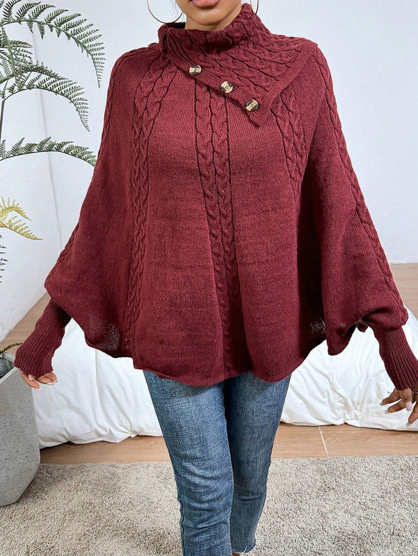 LUNE Sueter Tipo Capa Con Cuello Irregular Para Mujer