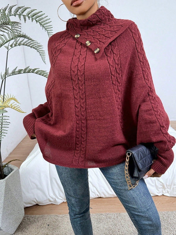 LUNE Sueter Tipo Capa Con Cuello Irregular Para Mujer