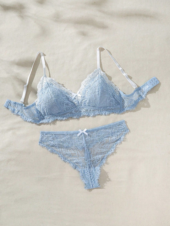 Conjunto De Lenceria Con Encaje Para Mujer