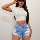 Shorts De Mezclilla Desgastados Para Mujer