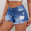 Pantalones Cortos De Mezclilla Desgastados Y Rotos