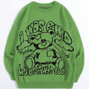EZwear Sudadera De Manga Larga Y Patron De Oso De Dibujos Animados Y Eslogan De Corte Holgado