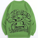 EZwear Sudadera De Manga Larga Y Patron De Oso De Dibujos Animados Y Eslogan De Corte Holgado