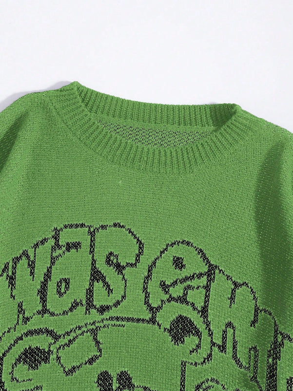 EZwear Sudadera De Manga Larga Y Patron De Oso De Dibujos Animados Y Eslogan De Corte Holgado