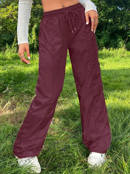 Pantalones plisados con cordon para mujer