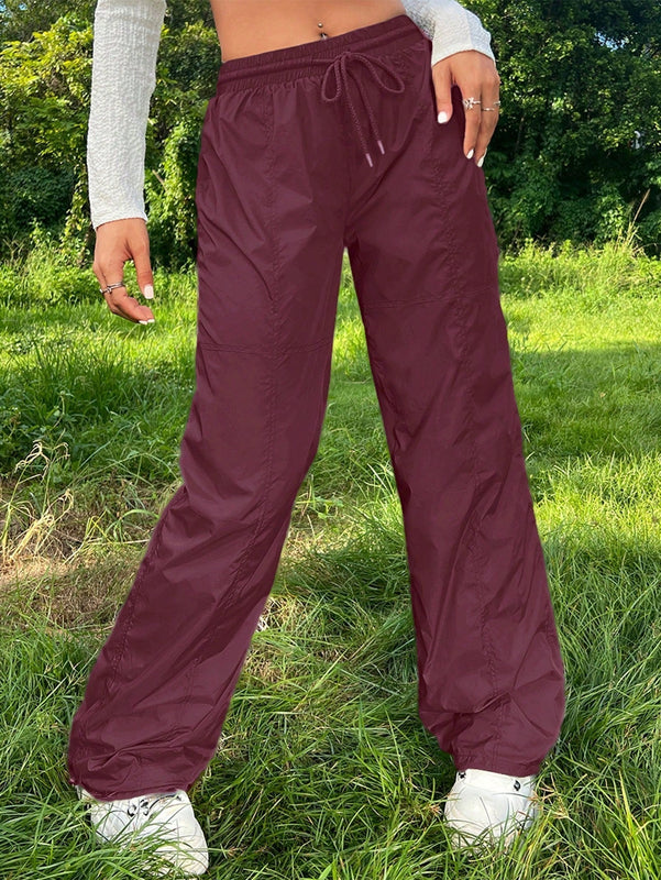 Pantalones plisados con cordon para mujer