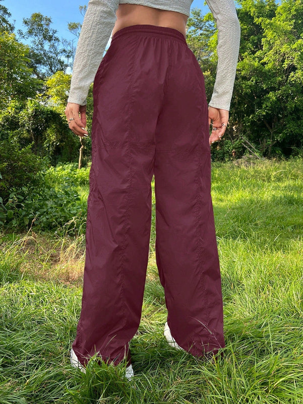 Pantalones plisados con cordon para mujer