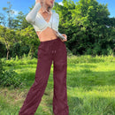 Pantalones plisados con cordon para mujer
