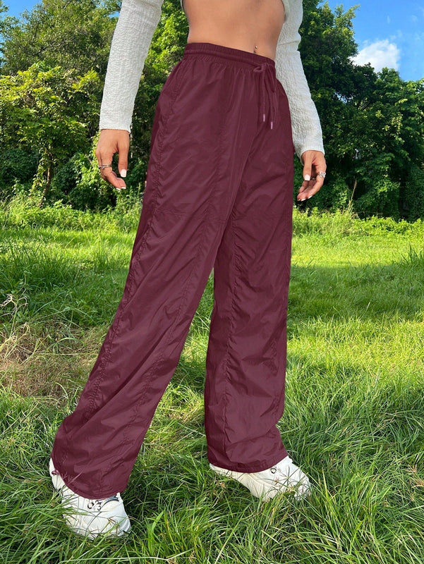 Pantalones plisados con cordon para mujer