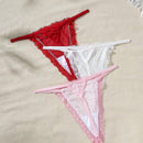 Conjunto De 3 piezas De Ropa Interior Femenina De Encaje Con Tanga Y Decoracion De Lazo