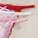 Conjunto De 3 piezas De Ropa Interior Femenina De Encaje Con Tanga Y Decoracion De Lazo