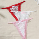 Conjunto De 3 piezas De Ropa Interior Femenina De Encaje Con Tanga Y Decoracion De Lazo