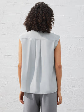 BIZwear Camisa Sin Mangas De Color Solido Para Mujer Con Cuello