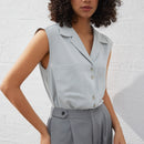 BIZwear Camisa Sin Mangas De Color Solido Para Mujer Con Cuello