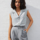 BIZwear Camisa Sin Mangas De Color Solido Para Mujer Con Cuello