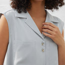 BIZwear Camisa Sin Mangas De Color Solido Para Mujer Con Cuello