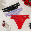 Tanga De Encaje Hueco Para Mujer, Lenceria