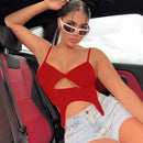 Top De Camisola Con Nudo Retorcido Y Huecos, Color Solido