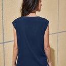 Clasi Blusa De Mujer De Color Solido Con Cuello Drapeado