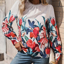 LUNE Camisa Casual De Vacaciones Con Encaje Floral Impreso Y Adorno
