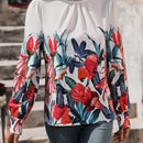 LUNE Camisa Casual De Vacaciones Con Encaje Floral Impreso Y Adorno