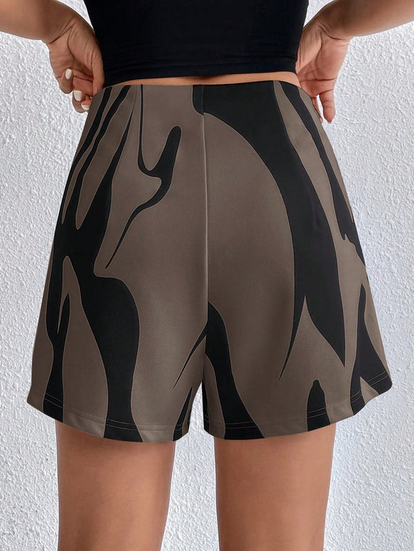 Essnce Shorts Estampados De Cintura Alta Para Mujer