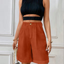 Essnce Shorts Casuales Rectos Monocromaticos Para Mujer