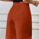 Essnce Shorts Casuales Rectos Monocromaticos Para Mujer