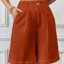 Essnce Shorts Casuales Rectos Monocromaticos Para Mujer
