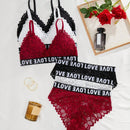 Conjunto De Ropa Interior De 6 Piezas Con Encaje Y Patrones De Alfabeto, Conjunto De Lenceria