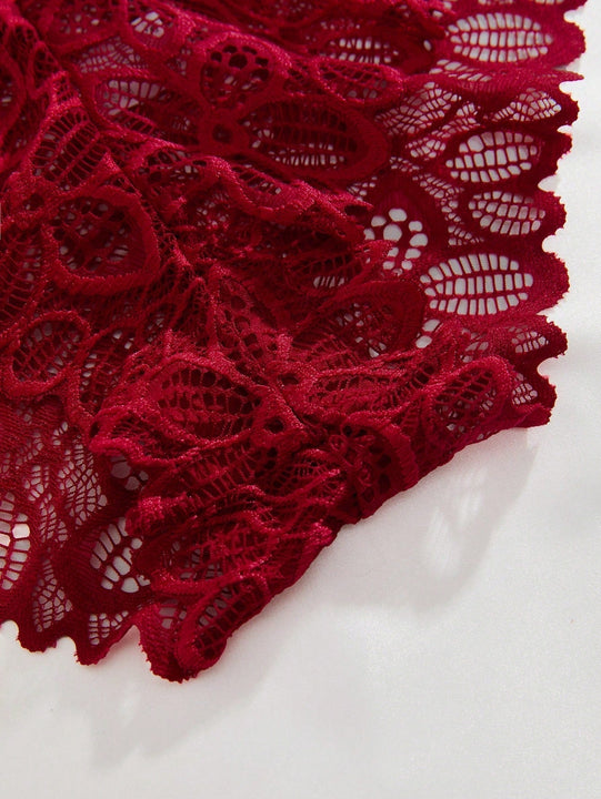 Conjunto De Ropa Interior De 6 Piezas Con Encaje Y Patrones De Alfabeto, Conjunto De Lenceria