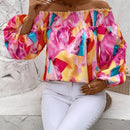 VCAY Camisa De Mujer Con Hombros Descubiertos Y Estampado Geometrico